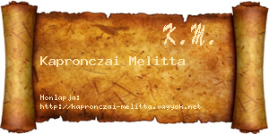 Kapronczai Melitta névjegykártya