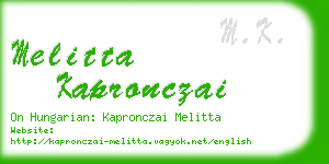melitta kapronczai business card